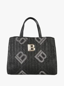 Laura Biagiotti Borsa rigida da donna in paglia con doppi manici