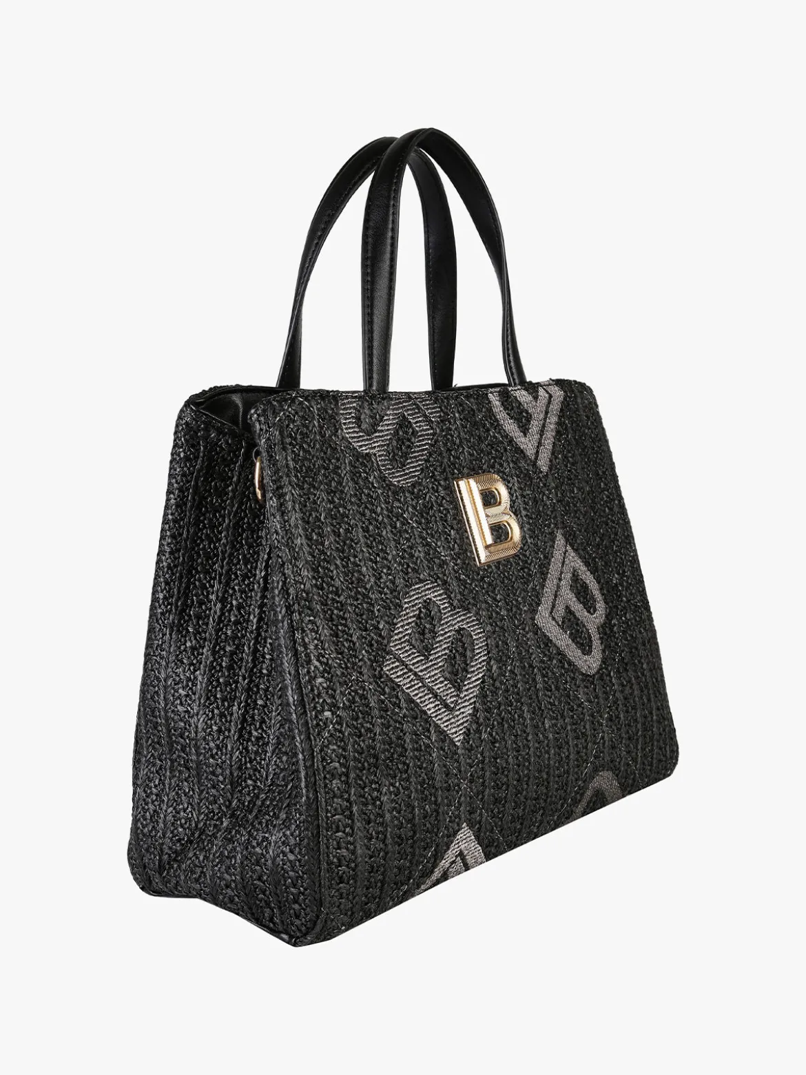 Laura Biagiotti Borsa rigida da donna in paglia con doppi manici
