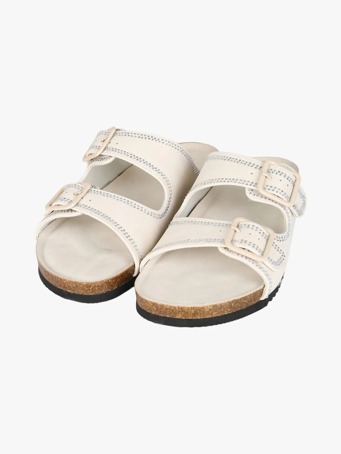 Laura Biagiotti Ciabatte donna con doppia fibbia e strass - beige