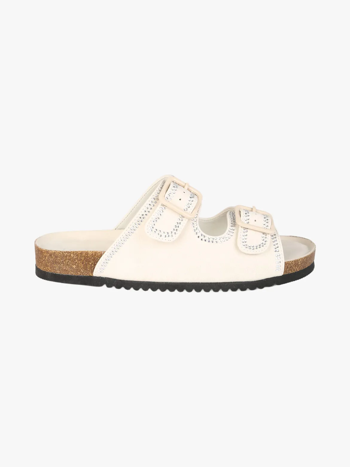 Laura Biagiotti Ciabatte donna con doppia fibbia e strass - beige
