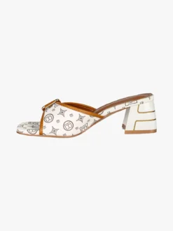 Laura Biagiotti Ciabatte donna con tacco e fibbia - beige