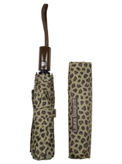 Laura Biagiotti Ombrello animalier pieghevole automatico - grigio chiaro