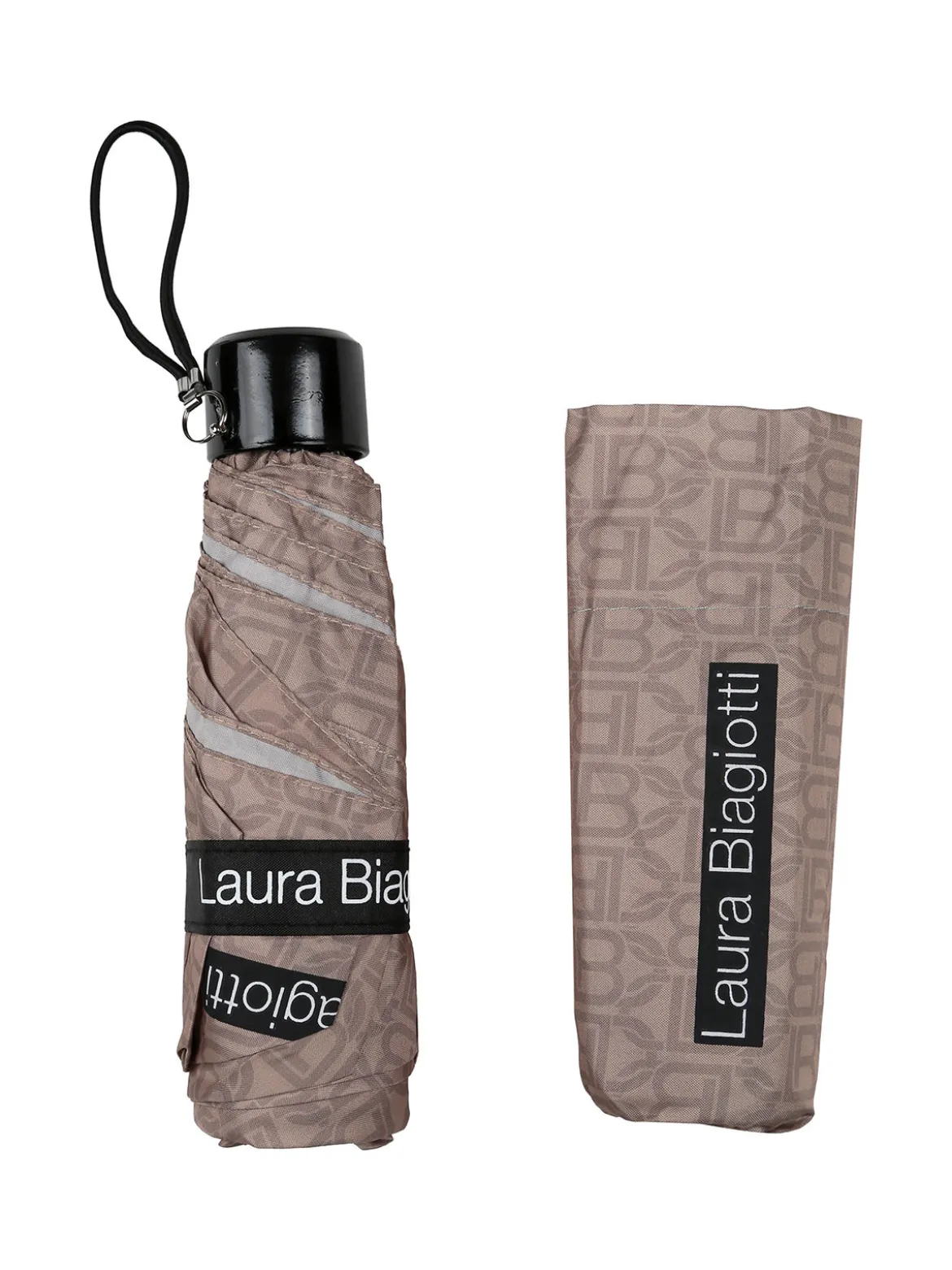 Laura Biagiotti Ombrello mini pieghevole con logo - taupe