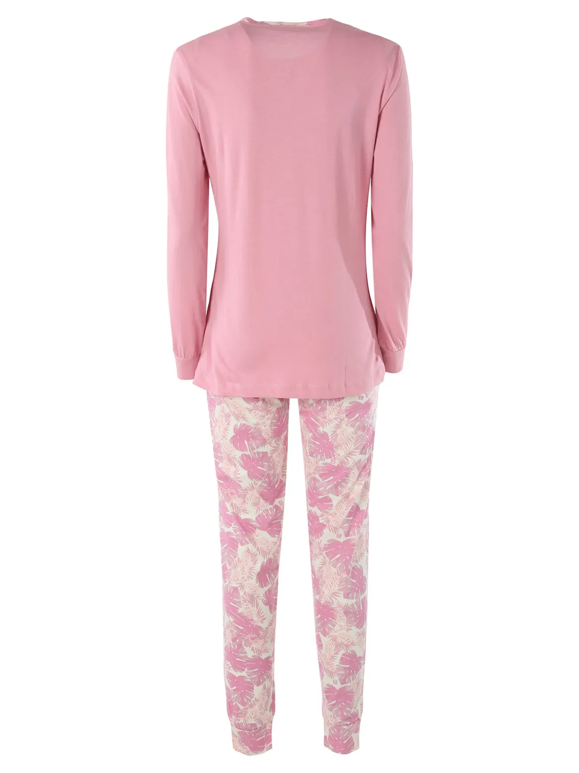 Laura Biagiotti Pigiama lungo da donna in cotone naturale con pantaloni floreali - rosa
