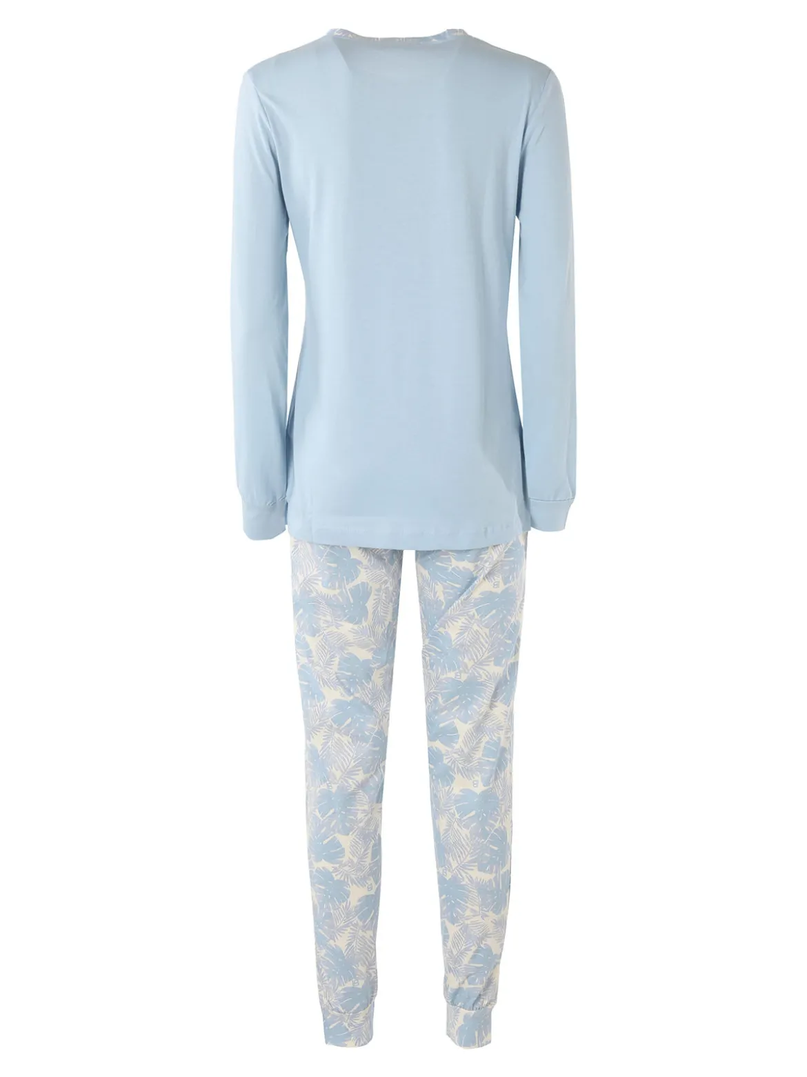 Laura Biagiotti Pigiama lungo da donna in cotone naturale con pantaloni floreali - azzurro
