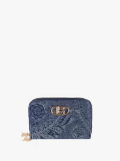 Laura Biagiotti Portafoglio da donna effetto jeans con doppia tasca - blu scuro
