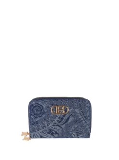 Laura Biagiotti Portafoglio da donna effetto jeans con doppia tasca - blu scuro