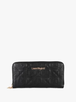 Laura Biagiotti Portafoglio donna in ecopelle con zip - nero