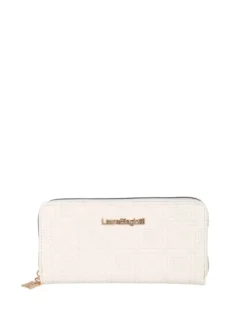 Laura Biagiotti Portafoglio donna in ecopelle con zip - panna