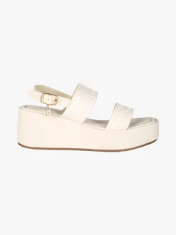 Laura Biagiotti Sandali donna con fasce intrecciate zeppa e plateau - beige