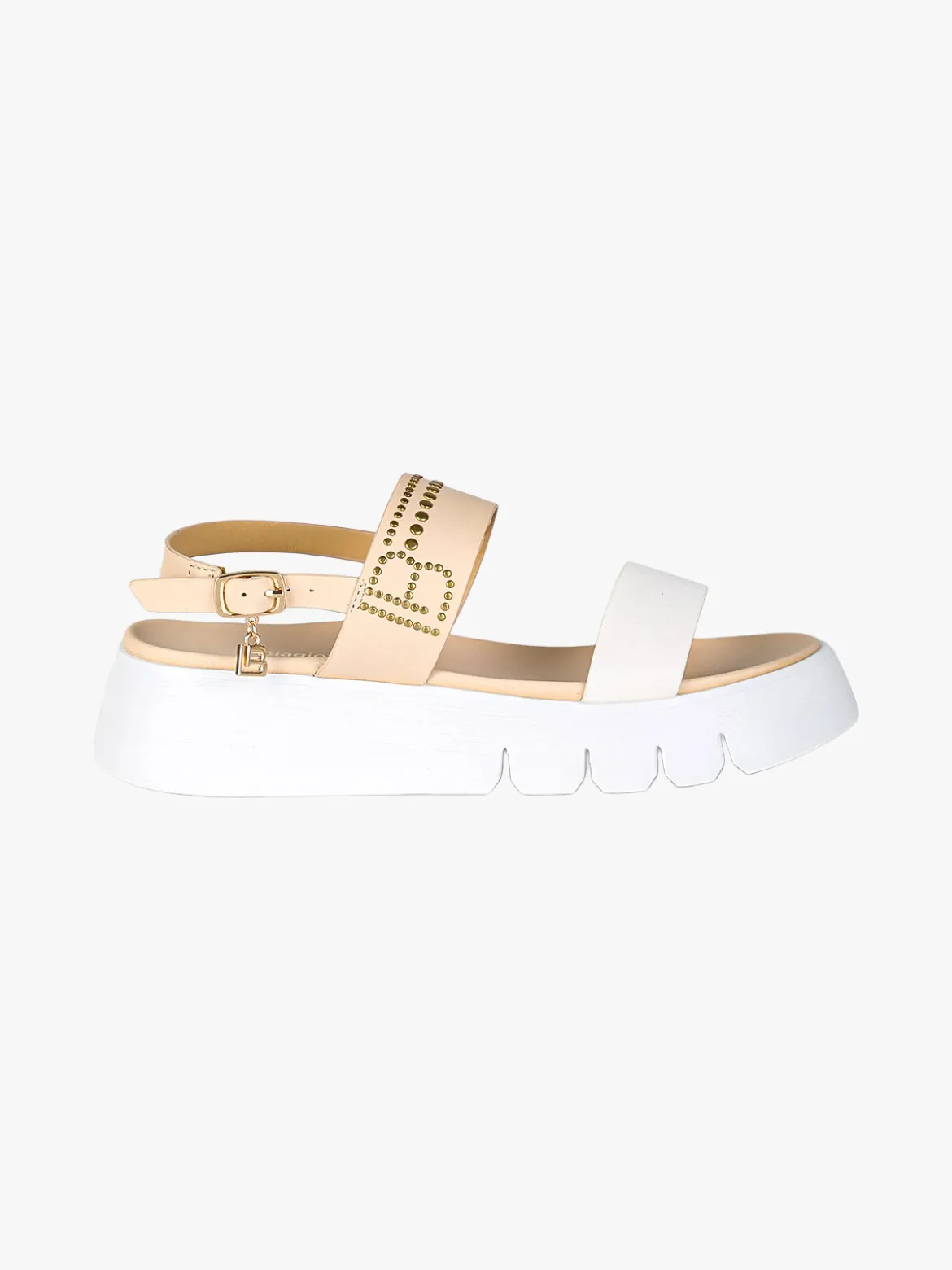 Laura Biagiotti Sandali donna con platform e dettaglio di borchie - beige