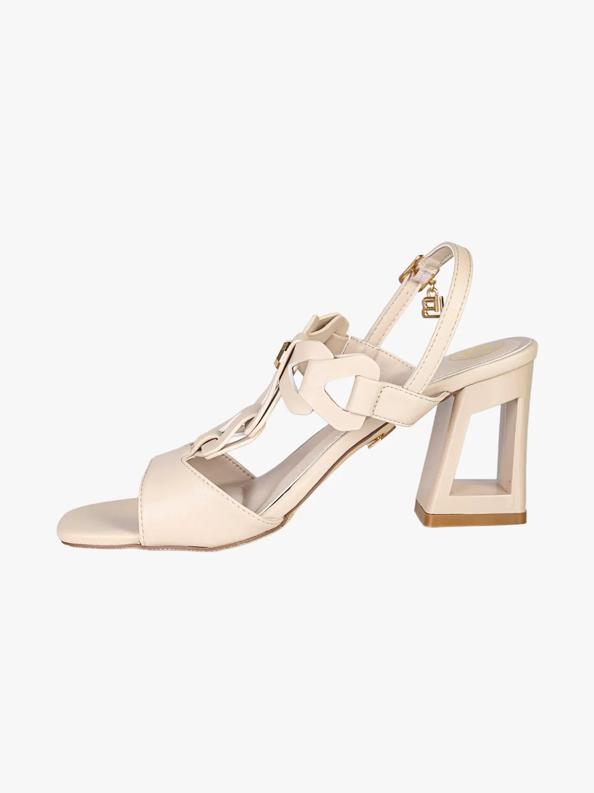 Laura Biagiotti Sandali donna con tacco largo e cinturino con fibbia - beige