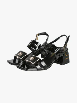 Laura Biagiotti Sandali donna con tacco largo e strass - nero