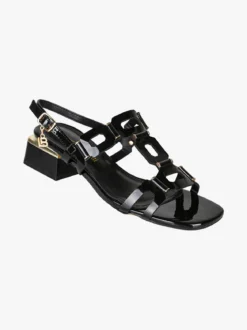 Laura Biagiotti Sandali donna in vernice con tacco basso - nero