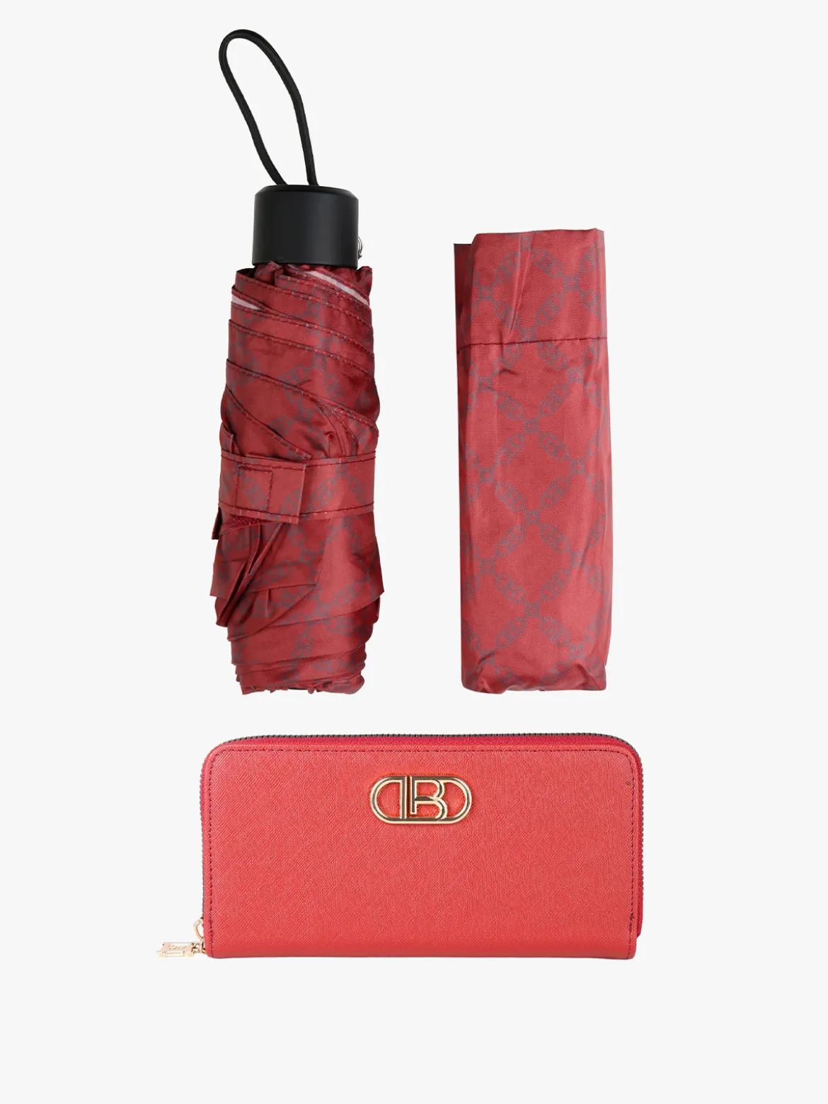 Laura Biagiotti Set regalo donna con portafoglio e ombrello da borsa - rosso