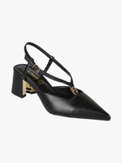 Laura Biagiotti Slingback donna a punta con tacco largo e cinturini a V - nero