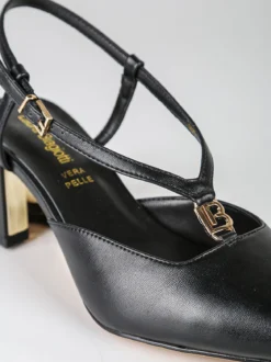 Laura Biagiotti Slingback donna a punta con tacco largo e cinturini a V - nero