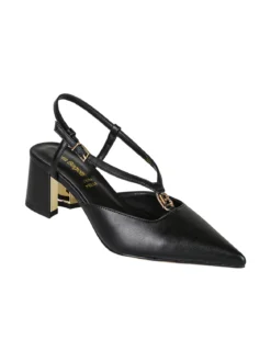 Laura Biagiotti Slingback donna a punta con tacco largo e cinturini a V - nero
