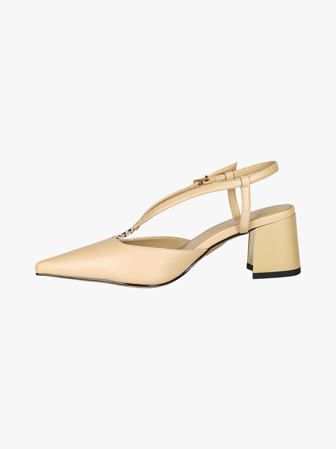 Laura Biagiotti Slingback donna a punta con tacco largo e cinturini a V - beige
