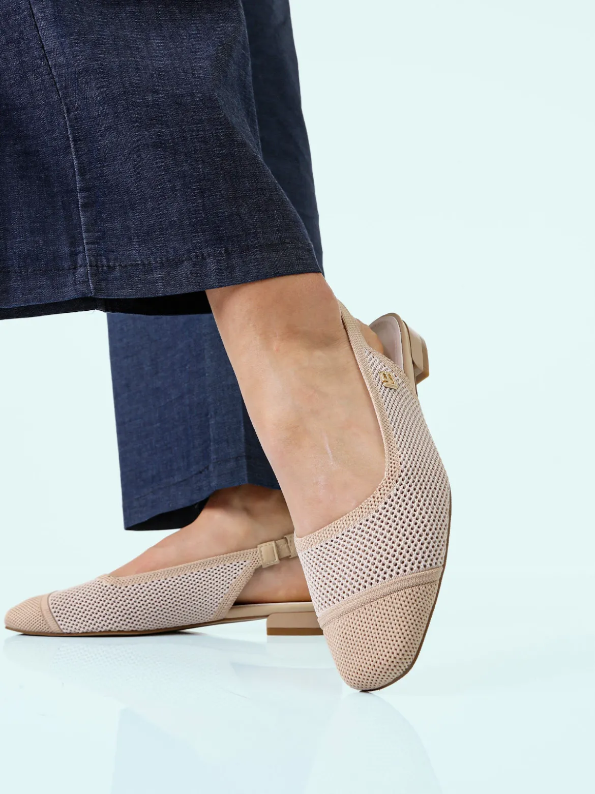 Laura Biagiotti Slingback donna in maglia aperte dietro con cinturino alla caviglia - beige
