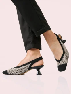 Laura Biagiotti Slingback donna in maglia con cinturino e tacco a rocchetto - nero
