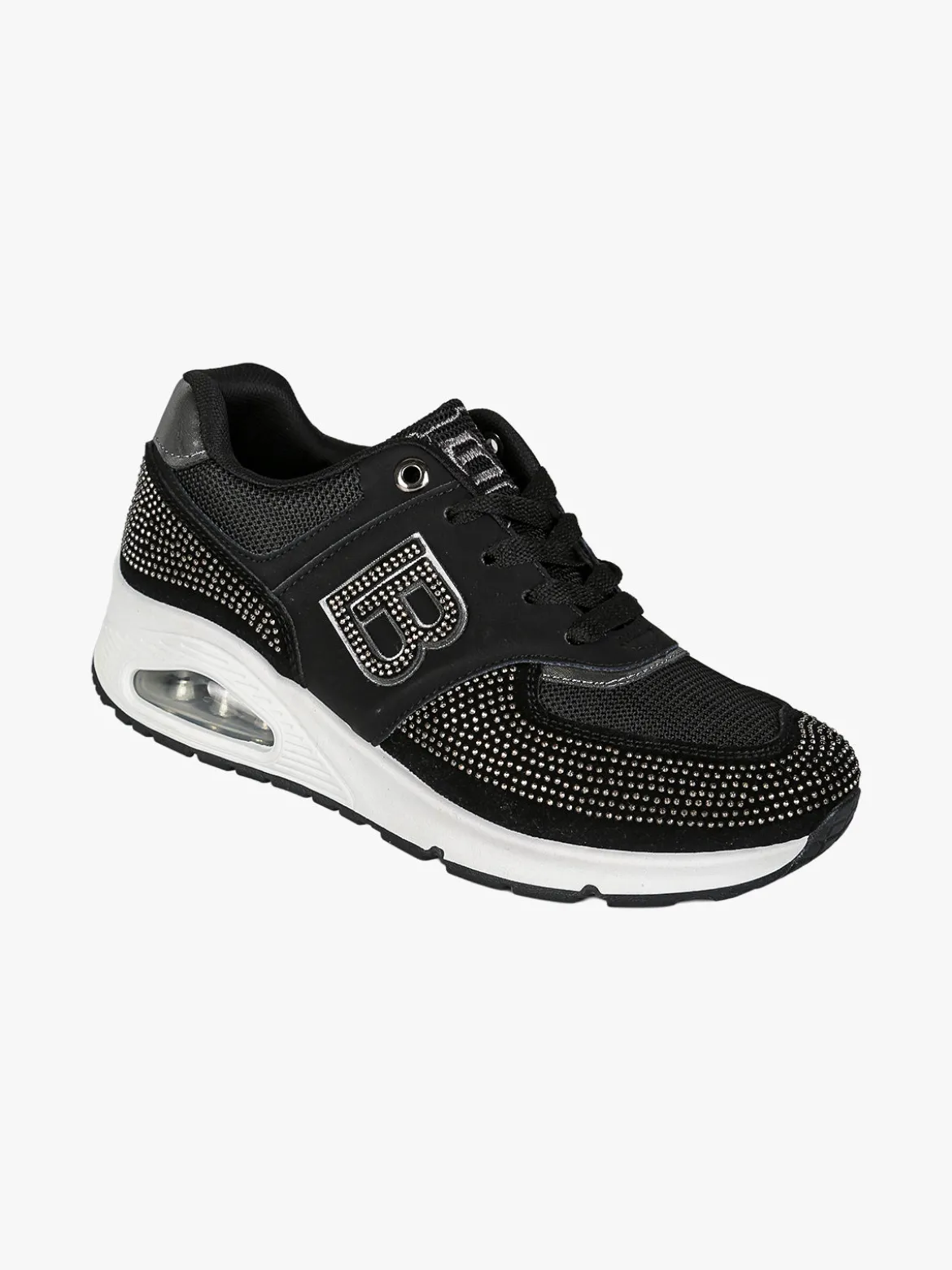 Laura Biagiotti Sneakers donna con micro borchie e zeppa con air - nero