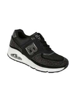 Laura Biagiotti Sneakers donna con micro borchie e zeppa con air - nero