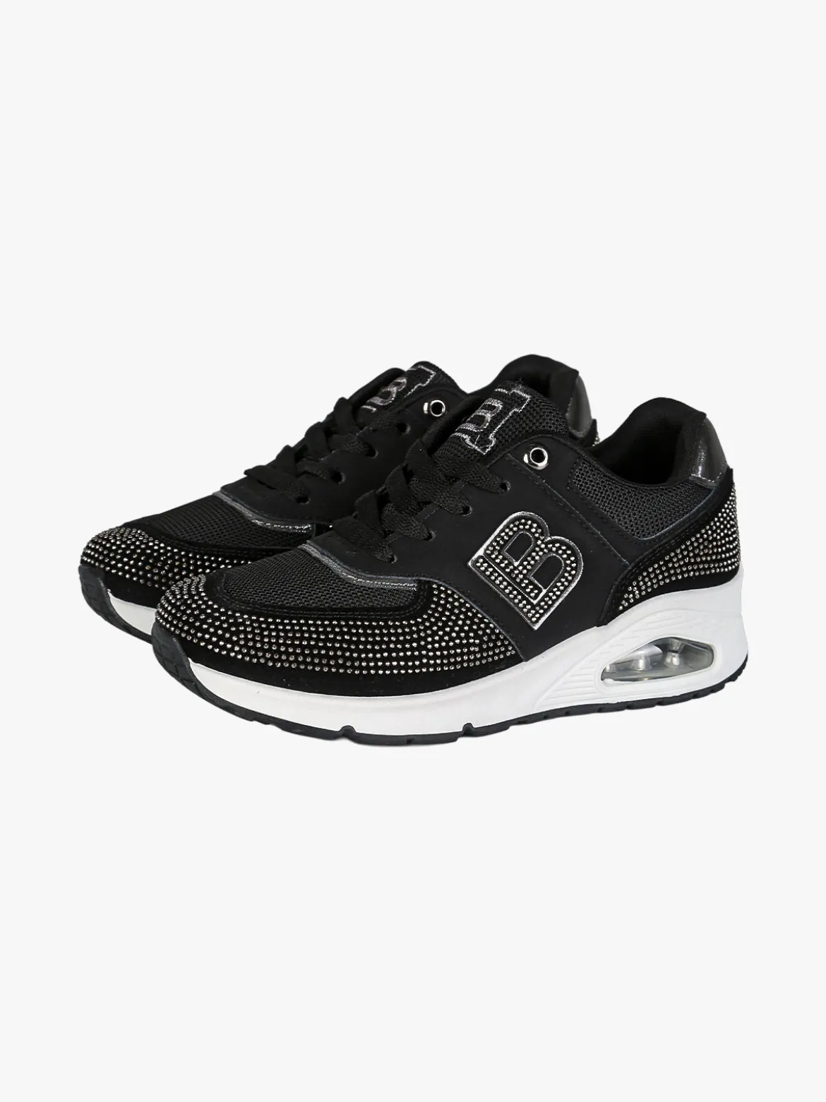 Laura Biagiotti Sneakers donna con micro borchie e zeppa con air - nero