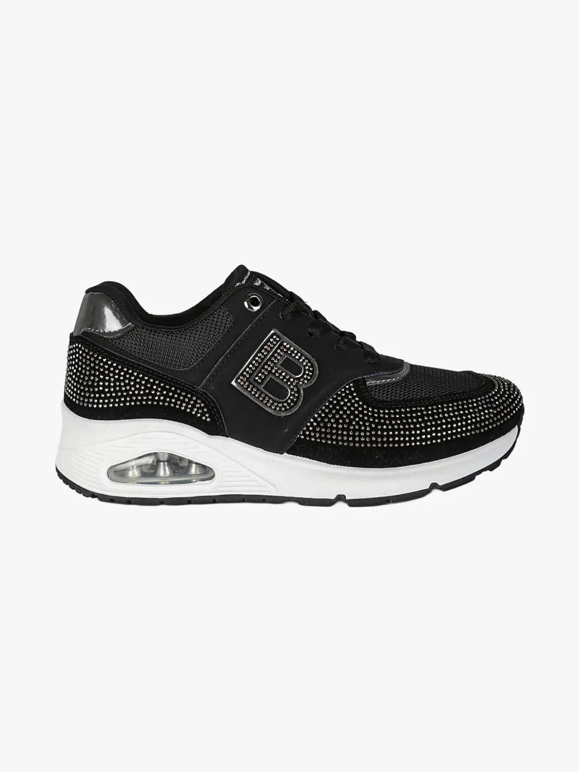 Laura Biagiotti Sneakers donna con micro borchie e zeppa con air - nero