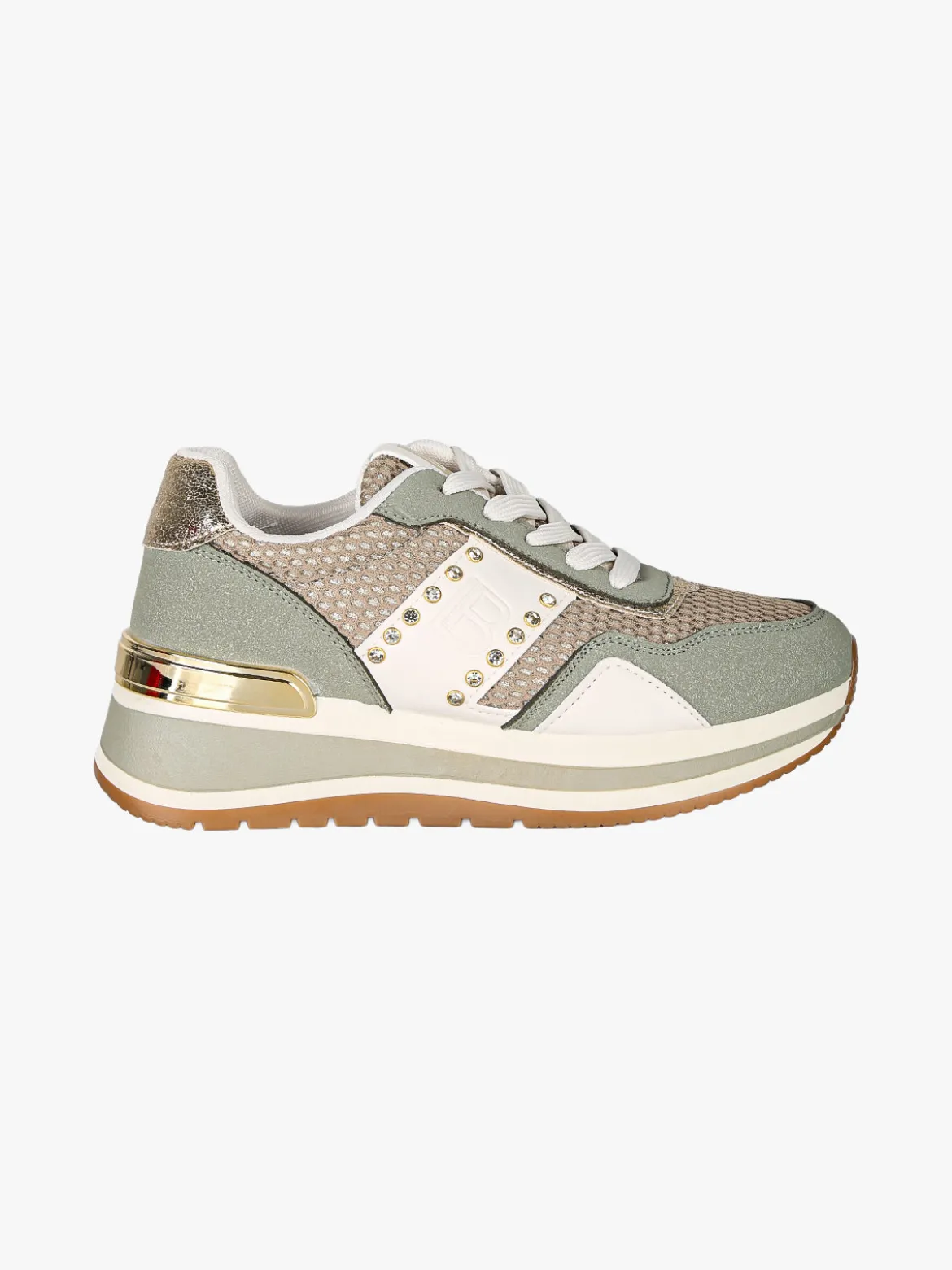 Laura Biagiotti Sneakers donna con paltform e strass - oliva