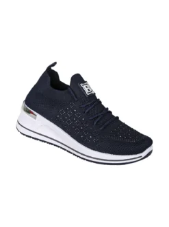 Laura Biagiotti Sneakers donna con strass e zeppa - blu scuro