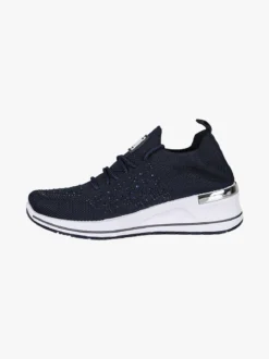 Laura Biagiotti Sneakers donna con strass e zeppa - blu scuro