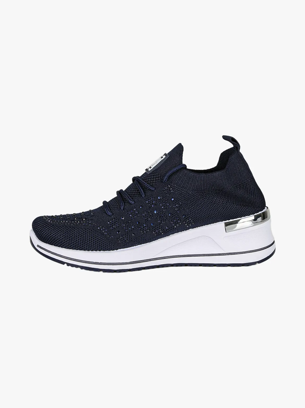 Laura Biagiotti Sneakers donna con strass e zeppa - blu scuro