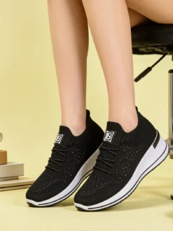 Laura Biagiotti Sneakers donna con strass e zeppa - nero