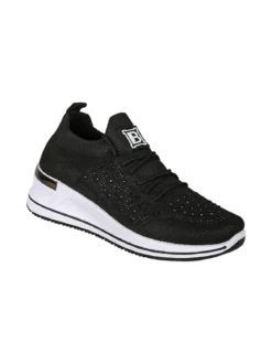 Laura Biagiotti Sneakers donna con strass e zeppa - nero
