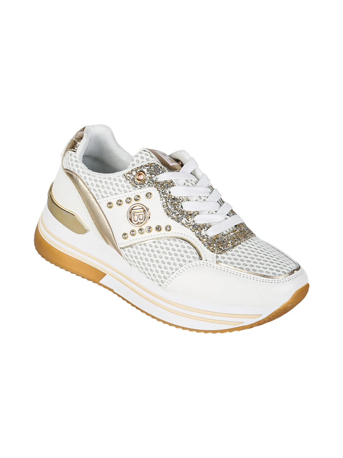 Laura Biagiotti Sneakers donna glitter con platform - bianco