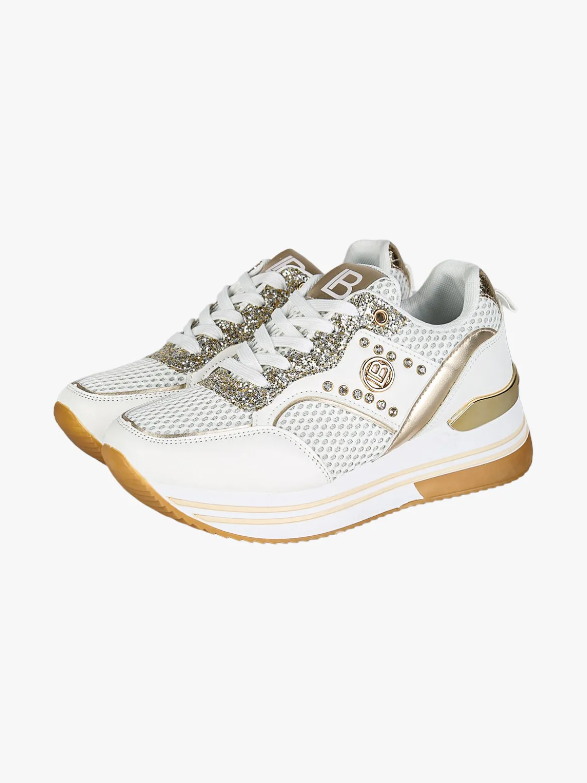Laura Biagiotti Sneakers donna glitter con platform - bianco