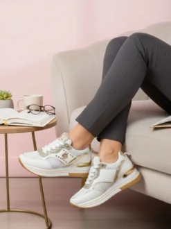 Laura Biagiotti Sneakers donna glitter con platform - bianco