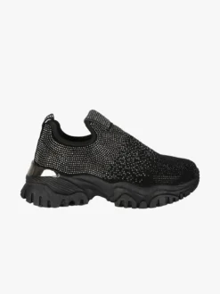 Laura Biagiotti Sneakers donna slip on con strass - nero