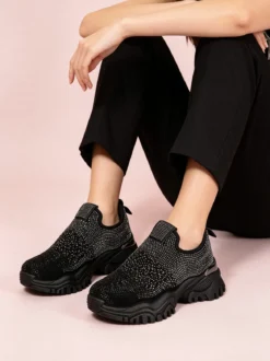 Laura Biagiotti Sneakers donna slip on con strass - nero