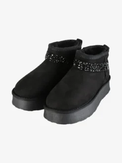 Laura Biagiotti Stivaletti donna in tessuto scamosciato con strass e platform