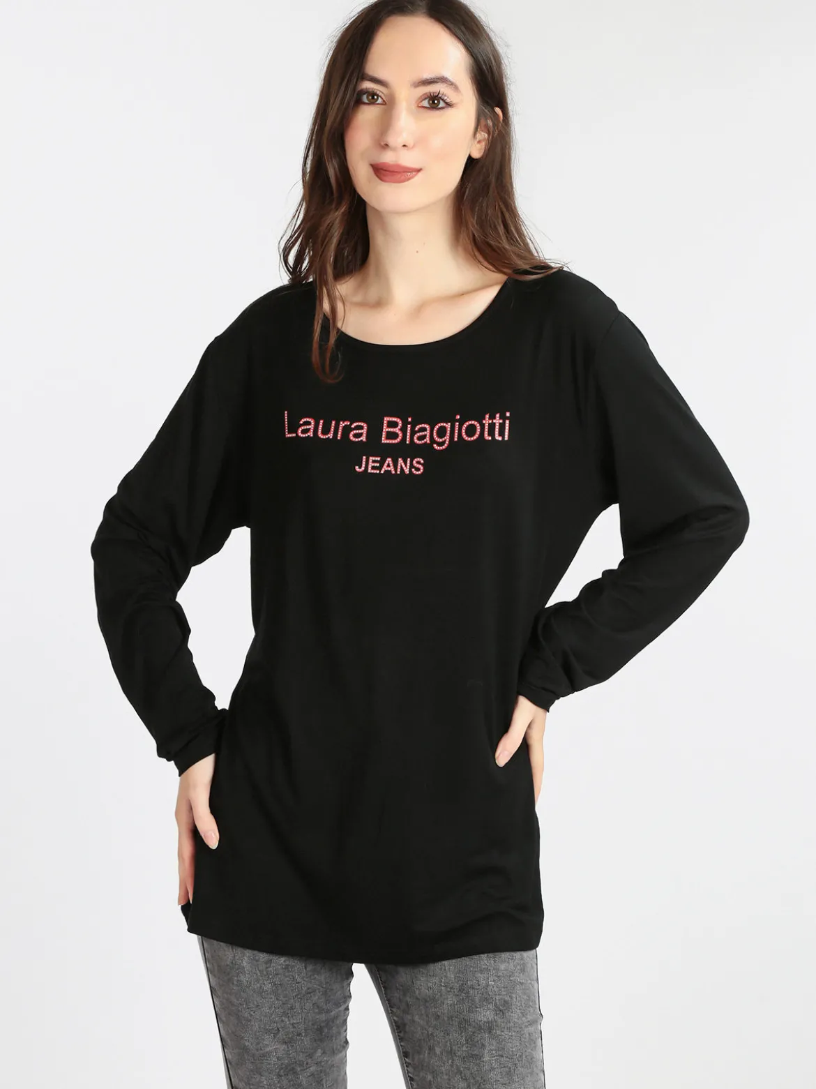 Laura Biagiotti T-shirt da donna lunga con strass