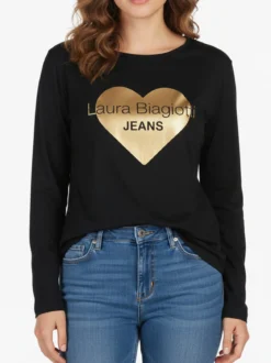 Laura Biagiotti T-shirt donna a maniche lunghe con stampa cuore