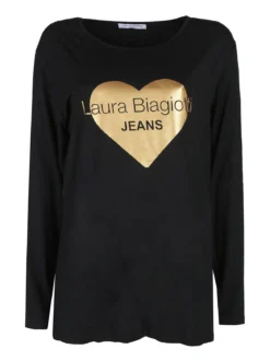 Laura Biagiotti T-shirt donna a maniche lunghe con stampa cuore
