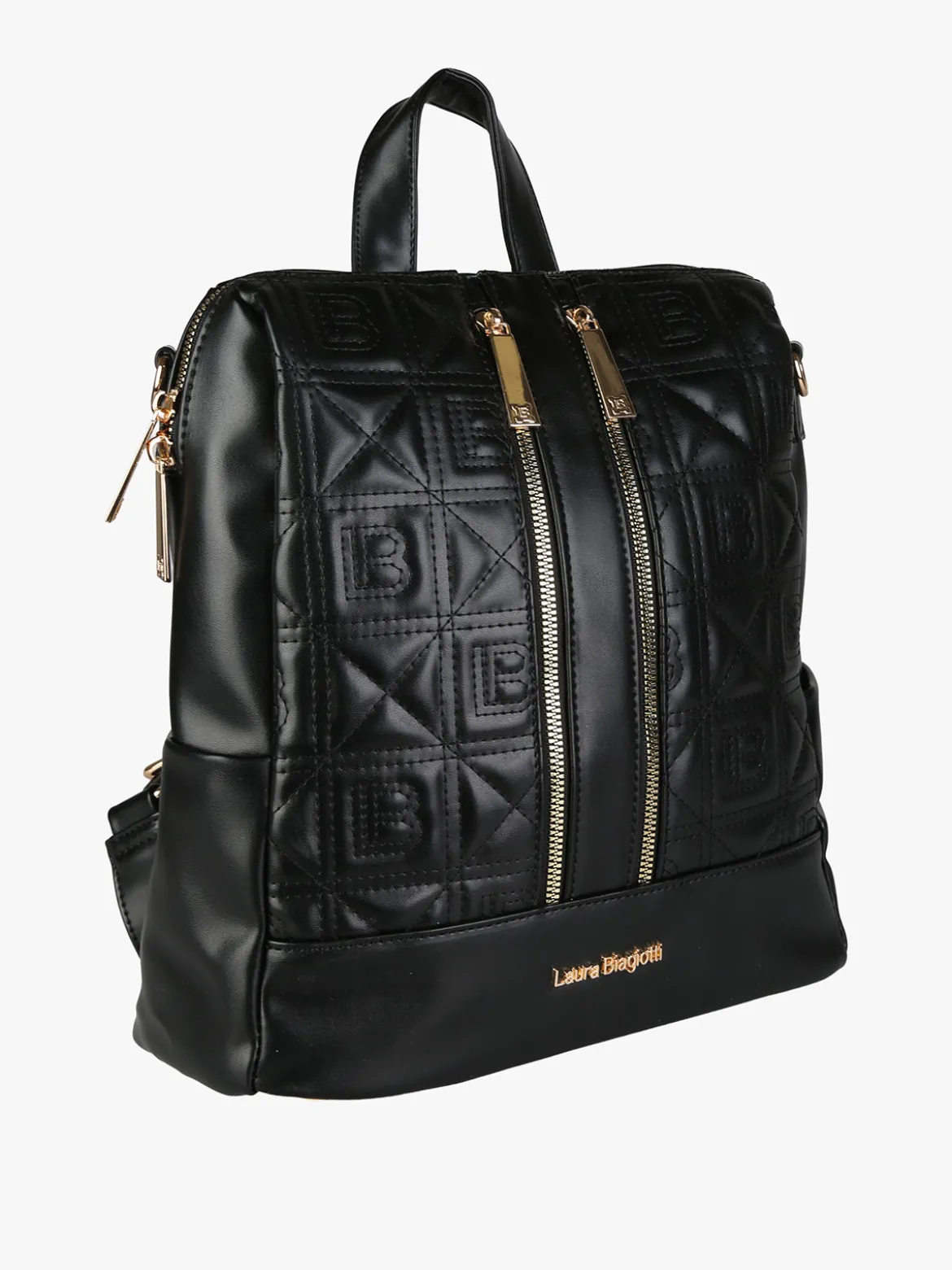Laura Biagiotti Zaino donna in ecopelle con monogramma - nero