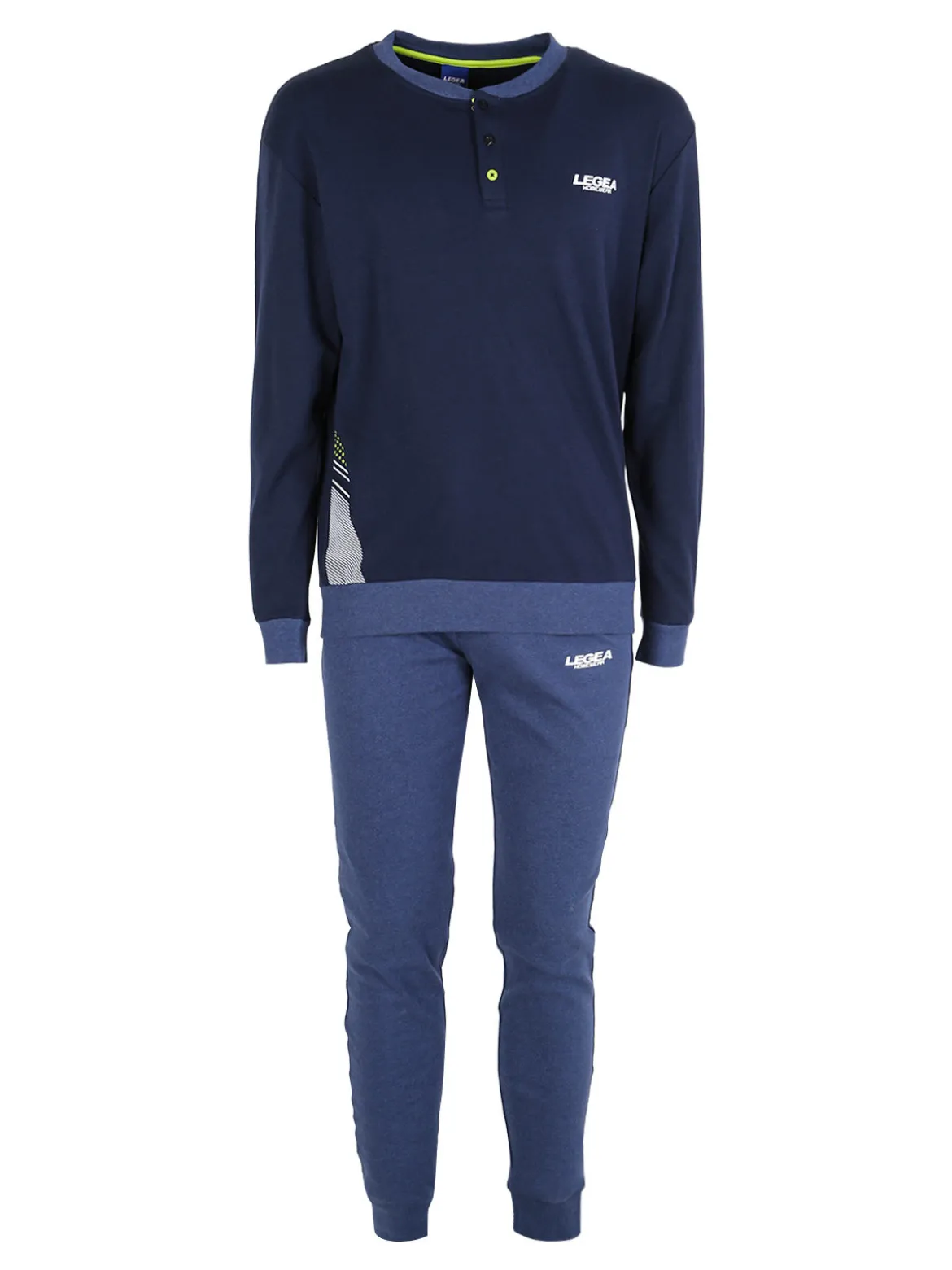 Legea Pigiama lungo da uomo in misto cotone interlock - blu