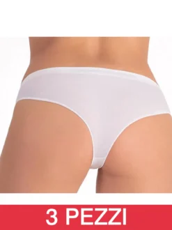 Liabel Confezione da 3 brasiliana donna in microfibra - bianco