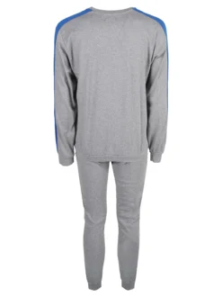 Linea Ambro Pigiama lungo da uomo in misto cotone interlock - grigio
