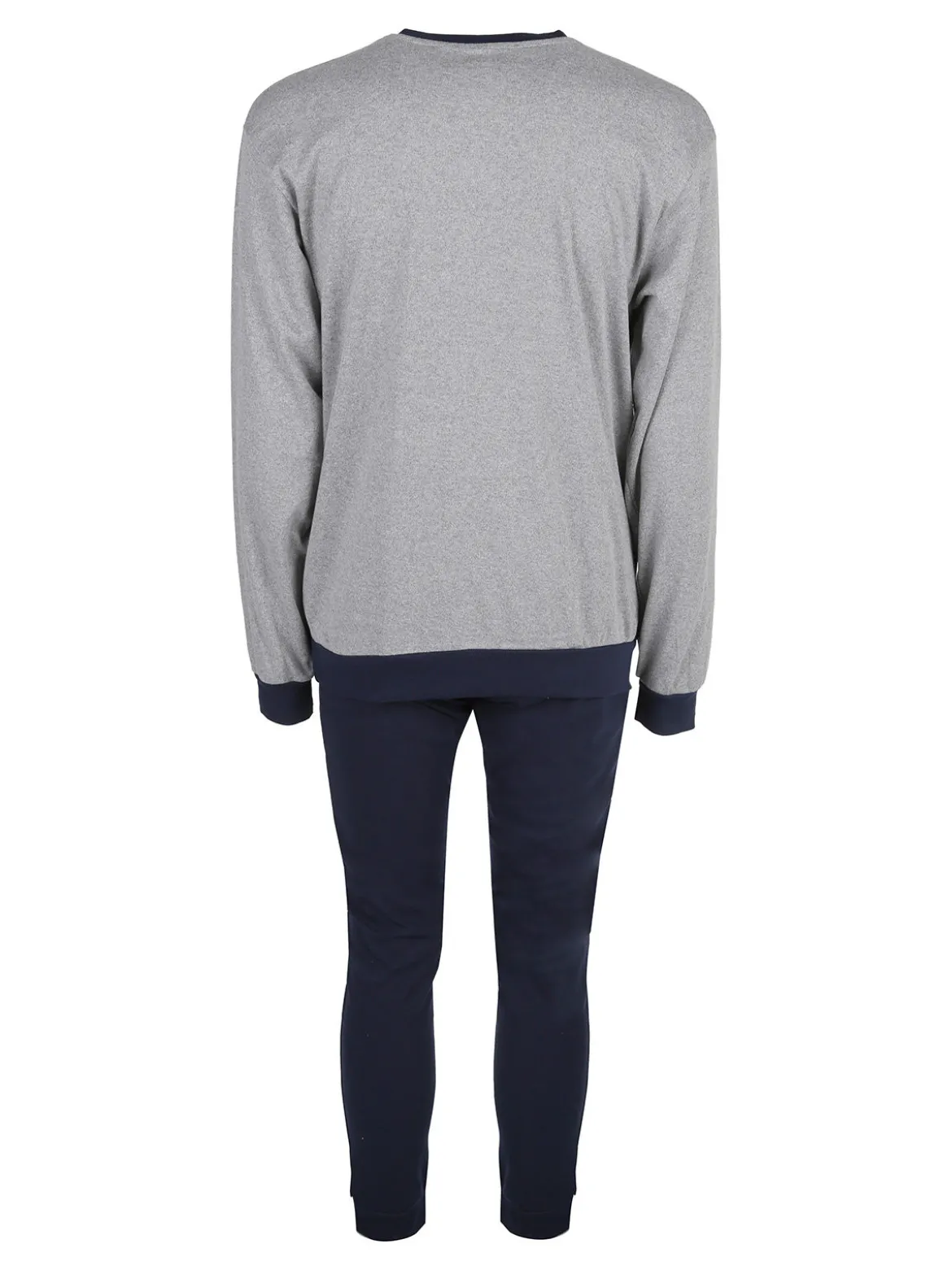 Linea Ambro Pigiama lungo da uomo in misto cotone interlock - grigio