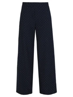 Lisa Style Pantaloni donna a gamba larga con strass